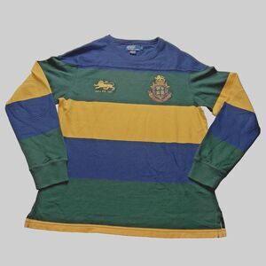 Vintage Polo Ralph Lauren Sweatshirt Men's Size M Color Block Crest Striped Logo